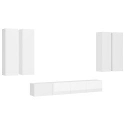 vidaXL Set Mobile TV 6 pz Bianco Lucido in Truciolato