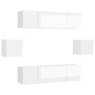vidaXL Set Mobile TV 6 pz Bianco Lucido in Truciolato vidaXL Set Mobile TV 6 pz Bianco Lucido in Truciolato