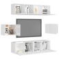 vidaXL Set Mobile TV 6 pz Bianco Lucido in Truciolato vidaXL Set Mobile TV 6 pz Bianco Lucido in Truciolato