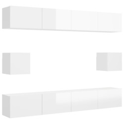 vidaXL Set Mobili TV 6 pz Bianco Lucido in Truciolato
