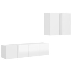 vidaXL Set Mobili TV 4 pz Bianco Lucido in Truciolato