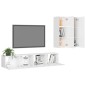vidaXL Set Mobile TV 4 pz Bianco Lucido in Truciolato vidaXL Set Mobile TV 4 pz Bianco Lucido in Truciolato