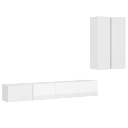 vidaXL Set Mobile TV 4 pz Bianco Lucido in Truciolato