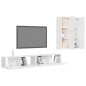 vidaXL Set Mobile TV 4 pz Bianco Lucido in Truciolato vidaXL Set Mobile TV 4 pz Bianco Lucido in Truciolato