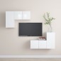 vidaXL Set Mobili TV 4 pz Bianco Lucido in Truciolato vidaXL Set Mobili TV 4 pz Bianco Lucido in Truciolato
