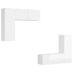 vidaXL Set Mobile TV 4 pz Bianco Lucido in Truciolato