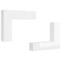 vidaXL Set Mobile TV 4 pz Bianco Lucido in Truciolato