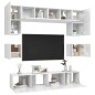 vidaXL Set Mobili TV 8 pz Bianco Lucido in Truciolato
