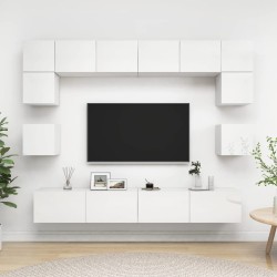 vidaXL Set di Mobili Porta TV 8 pz Bianco Lucido in Legno Multistrato