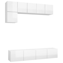vidaXL Set Mobile TV 5 pz Bianco Lucido in Truciolato
