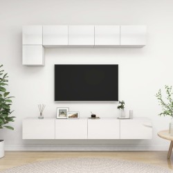vidaXL Set Mobili TV 5 pz Bianco Lucido in Truciolato