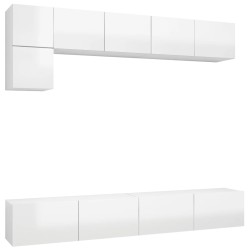 vidaXL Set Mobili TV 5 pz Bianco Lucido in Truciolato