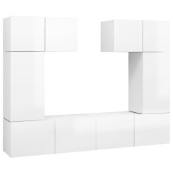 vidaXL Set Mobili TV 6 pz Bianco Lucido in Truciolato