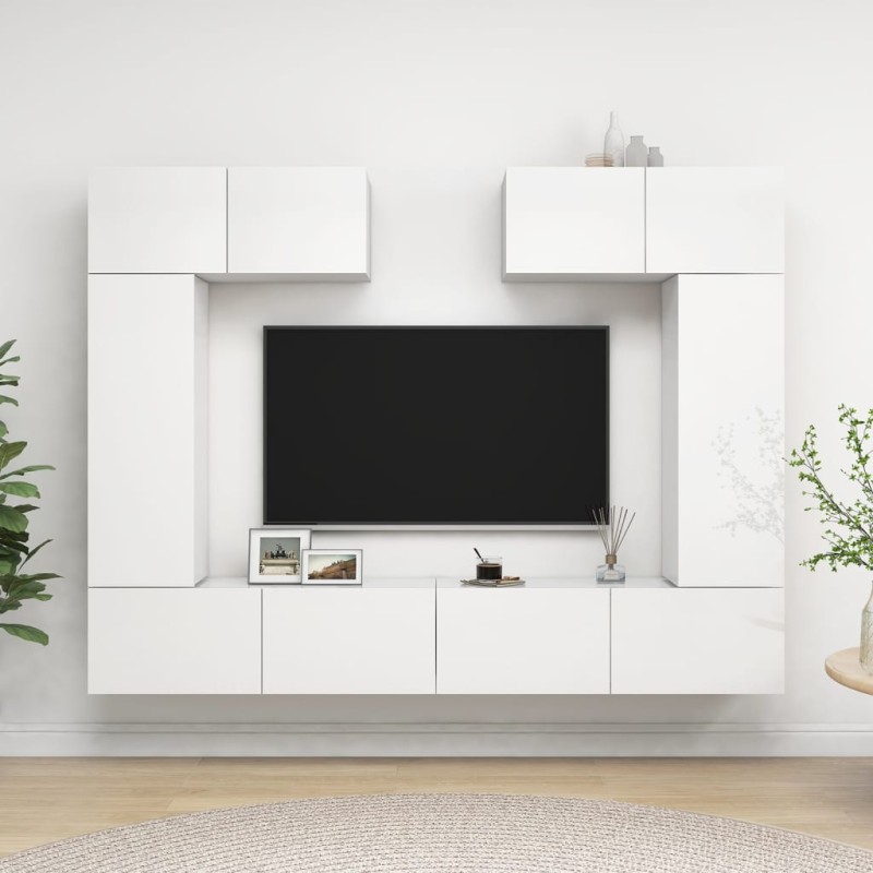 vidaXL Set Mobile TV 6 pz Bianco Lucido in Truciolato vidaXL Set Mobile TV 6 pz Bianco Lucido in Truciolato