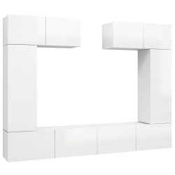 vidaXL Set Mobile TV 6 pz Bianco Lucido in Truciolato