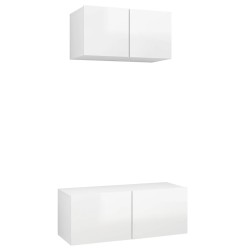 vidaXL Set Mobile TV 2 pz Bianco Lucido in Truciolato