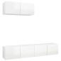 vidaXL Mobili TV 3 pz Bianco Lucido in Legno Multistrato vidaXL Mobili TV 3 pz Bianco Lucido in Legno Multistrato