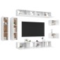 vidaXL Set Mobili TV 8 pz Bianco Lucido in Truciolato vidaXL Set Mobili TV 8 pz Bianco Lucido in Truciolato