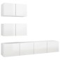 vidaXL Set Mobili TV 4 pz Bianco Lucido in Truciolato vidaXL Set Mobili TV 4 pz Bianco Lucido in Truciolato