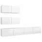 vidaXL Set di Mobili Porta TV 4 pz Bianco Lucido in Legno Multistrato vidaXL Set di Mobili Porta TV 4 pz Bianco Lucido in Legno Multistrato