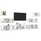 vidaXL Set di Mobili Porta TV 7 pz Bianco Lucido in Legno Multistrato vidaXL Set di Mobili Porta TV 7 pz Bianco Lucido in Legno Multistrato