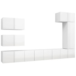 vidaXL Set Mobile TV 8 pz Bianco Lucido in Truciolato