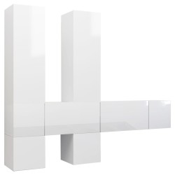 vidaXL Set Mobile TV 7 pz Bianco Lucido in Truciolato