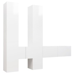 vidaXL Set Mobile TV 6 pz Bianco Lucido in Truciolato