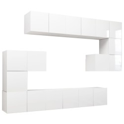 vidaXL Set Mobile TV 10 pz Bianco Lucido in Truciolato