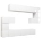 vidaXL Set Mobile TV 10 pz Bianco Lucido in Truciolato vidaXL Set Mobile TV 10 pz Bianco Lucido in Truciolato