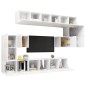 vidaXL Set Mobile TV 10 pz Bianco Lucido in Truciolato vidaXL Set Mobile TV 10 pz Bianco Lucido in Truciolato