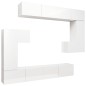vidaXL Set Mobili Porta TV 8pz Bianco Lucido in Legno Multistrato vidaXL Set Mobili Porta TV 8pz Bianco Lucido in Legno Multistrato