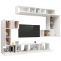 vidaXL Set Mobili Porta TV 8pz Bianco Lucido in Legno Multistrato vidaXL Set Mobili Porta TV 8pz Bianco Lucido in Legno Multistrato