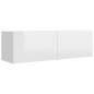 vidaXL Set Mobili Porta TV 8pz Bianco Lucido in Legno Multistrato vidaXL Set Mobili Porta TV 8pz Bianco Lucido in Legno Multistrato