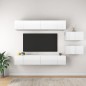 vidaXL Mobili Porta TV 8 pz Bianco Lucido in Legno Multistrato