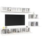 vidaXL Mobili Porta TV 8 pz Bianco Lucido in Legno Multistrato