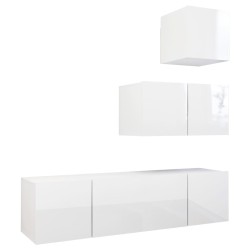 vidaXL Set Mobile TV 4 pz Bianco Lucido in Truciolato