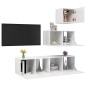 vidaXL Set Mobile TV 4 pz Bianco Lucido in Truciolato vidaXL Set Mobile TV 4 pz Bianco Lucido in Truciolato