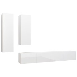vidaXL Set Mobile TV 4 pz Bianco Lucido in Truciolato