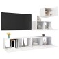 vidaXL Set di Mobili Porta TV 4 pz Bianco Lucido in Legno Multistrato vidaXL Set di Mobili Porta TV 4 pz Bianco Lucido in Legno Multistrato