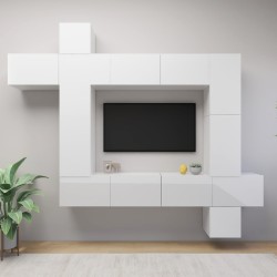 vidaXL Set Mobile TV 9 pz Bianco Lucido in Truciolato