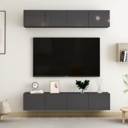 vidaXL Mobili TV 4 pz Grigio Lucido 80x30x30 cm in Truciolato
