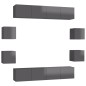vidaXL Set Mobile TV 8 pz Grigio Lucido in Truciolato vidaXL Set Mobile TV 8 pz Grigio Lucido in Truciolato