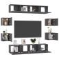 vidaXL Set Mobile TV 8 pz Grigio Lucido in Truciolato vidaXL Set Mobile TV 8 pz Grigio Lucido in Truciolato