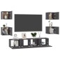vidaXL Set Mobile TV 6 pz Grigio Lucido in Truciolato vidaXL Set Mobile TV 6 pz Grigio Lucido in Truciolato