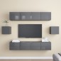 vidaXL Set Mobili TV 6 pz Grigio Lucido in Truciolato