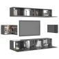 vidaXL Set Mobili TV 6 pz Grigio Lucido in Truciolato