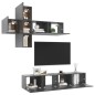 vidaXL Set Mobile TV 7 pz Grigio Lucido in Truciolato