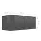 vidaXL Set Mobile TV 7 pz Grigio Lucido in Truciolato