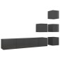 vidaXL Set Mobile TV 6 pz Grigio Lucido in Truciolato